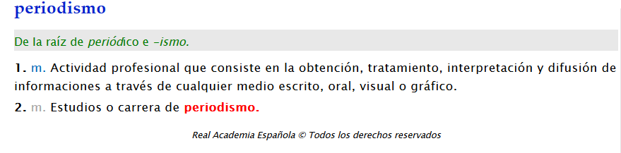 definicion periodismo rae